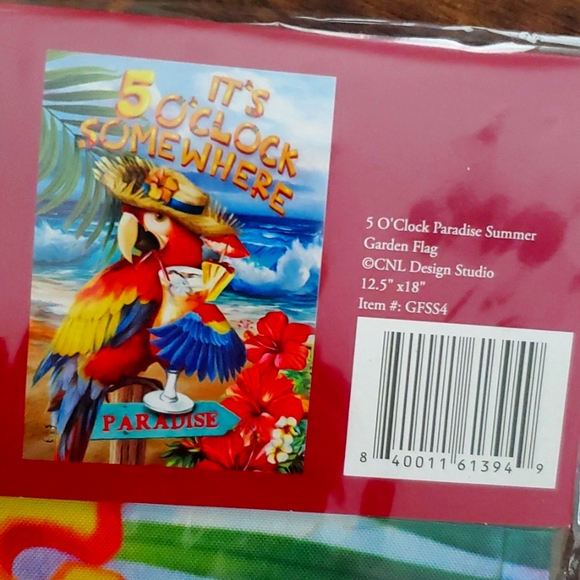 Garden Flag Tropical Parrot It's 5 o'clock Somewhere NWT - Picture 2 of 2